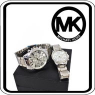 Michael Kors 3 Chrono All Silver Stainless Steel Watch Couple(Silver)