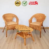 Minimalist Rattan Terrace Chair 1 Set | Rattan Guest Chair | Rattan Cafe Chair