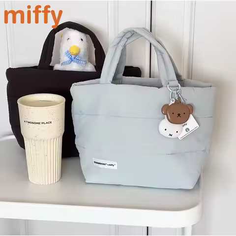 Kawaii Miffy Starbucks Co Branded Cute Storage Handbag Cartoon Rabbit High Capacity Cosmetics Storag
