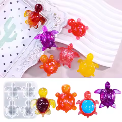 4 Style Cute Sea Turtle Silicone Mold for Resin Ocean Theme Keychain & Pendant Charm DIY Craft (Back