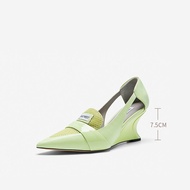 รองเท้าส้นสูง Nine West สำหรับผู้หญิง ทรงหัวแหลม ฤดูร้อน 2025 รองเท้าแตะส้นหนาแบบใหม่ รองเท้าทำงาน ร