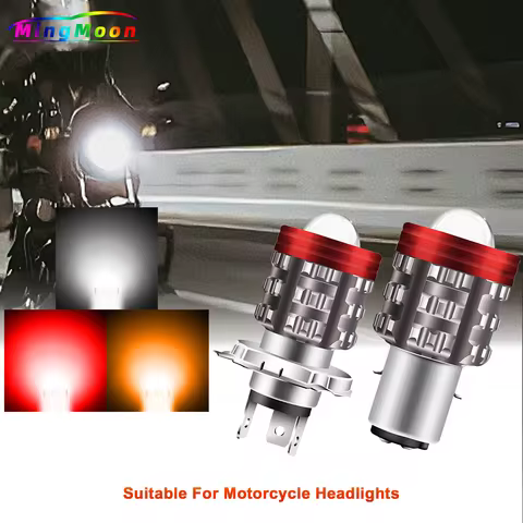 H4 LED Motorcycle Headlight BA20D H6 Angel Eye Motor Led Bulb Motorbike Head Lamp Dual Color White Y