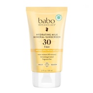 Babo Botanicals Hydrating Milk Mineral Sunscreen SPF 30 with Dewy Finish – Lightweight Zinc Oxide Da