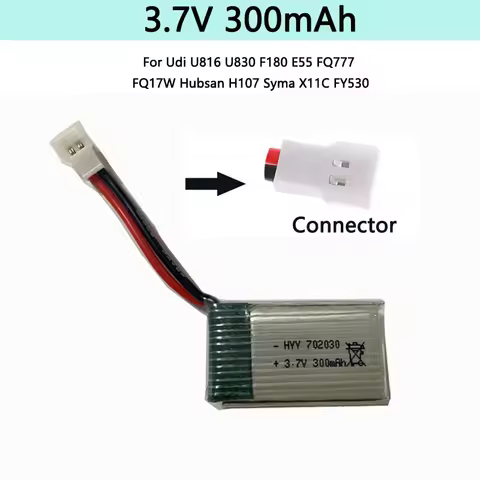 3.7V 300mAH Lipo Battery For U816 F180 E55 FQ777 H107 X11C Remote Controlled Aircraft Drone Batterie