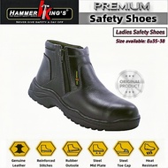 Hammer Kings Women /Ladies Safety Shoes/ Boots 12003 Mid Cut Dual Zipper Leather