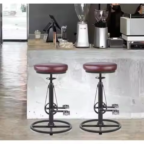 Vintage DIY Bar Stool Bicycle Chain Iron Pedal Retro Industrial Height Adjustable Bicycle Wheel Desi