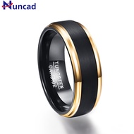 Nuncad classic black men rings 100 pure Tungsten Gold-Color wedding engagement ring free shipping