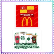 Starbucks FAMILY on Board McDonald's MCD SELANGOR VIP Drive Thru Car Windscreen Windows Glass Sticke