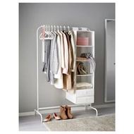 Ikea 吊衣桿, 白色, 99x152 cm 不用螺絲可卡住組裝使用，要螺絲需自購 面交 不議 hanger wardrobe closet no screw need