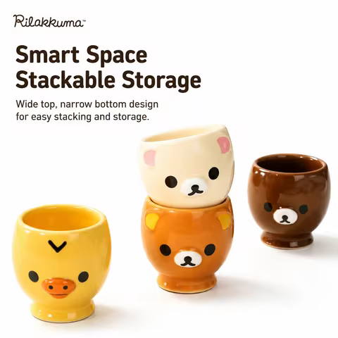 MTUTU Rilakkuma Ceramic Drinkware Set Cute Mini 90ml Shot Cup Household Small Teacup Gift For Girlfr