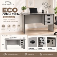 Furnihub ECO Office Table 2 Cable Hole | 120cm | 150cm | 180cm | 3 Drawers Study Table