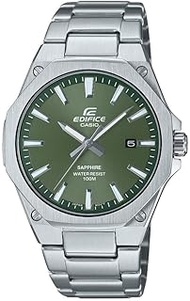 Edifice EFR-S108D-3AVUDF Green Analog Dial Silver Stainless Steel Band Men's Watch Slim Case Sapphir