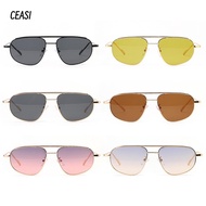 CEASI Irregular Square Frame Fashion Double Bridge UV400 Lens 90s Glasses