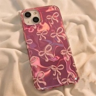 NOLNUY27 SS999 Gradiant Laser Watery Lovely Pink Bow Case For Samsung A03 A02s A03s A03 Core A04 A04