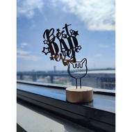 AMBREPH: HAPPY FATHERS DAY CAKE CUPCAKE TOPPER - 250 GSM MIRROR GLITTER CARDSTOCk