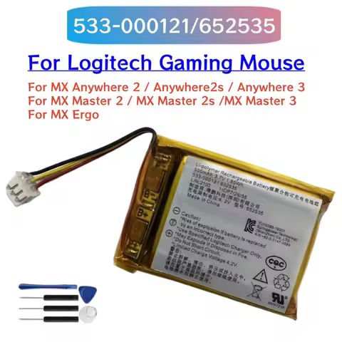 533-000121 Li-Po Replacement Battery 500mAh 3.7V For Logitech MX Anywhere 2 3 Master 2S 3S MX Ergo W