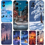 Case For Vivo V5 V5S V7 PLUS + V11i  V11 Pro Phone Back Cover Soft Black Tpu Snow scene