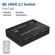 魔獸*New Box* MOSHOU HDMI 2.1 切換器 8K 60Hz 4K 120Hz 3 進 1 出切換器分配器適用於電視小米 Xbox SeriesX PS5 顯示器   MOSHOU HDMI 2.1 Switch 8K 60Hz 4K 120Hz        3 in 1 out Switcher Splitter for TV Xiaomi Xbox SeriesX PS5 Monitor