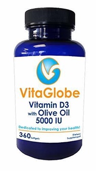 ▶$1 Shop Coupon◀  Vita Globe Vitamin D3 5000IU + Olive Oil Softgel, 360ct