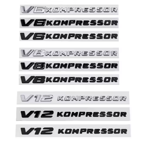 Car Rear Trunk Emblem Sides Letters Badge V6 V8 V12 KOMPRESSOR Sticker for Mercedes Benz W221 W212 W