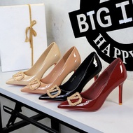 12 Colors Small Size 34-40 Pointed Toe Stiletto High Heels Women Rhinestone V Buckle Red Sole Shallo