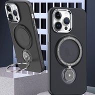 Samsung S22 Ultra S23 Ultra Metal Ring Holder Stand Matte Back Cover wireless charging phone case ma