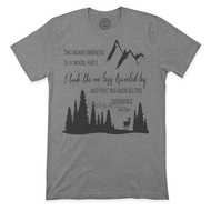 Premium T Shirts 2 Roads Diverged in A Wood Took Less Traveled Robert Frost