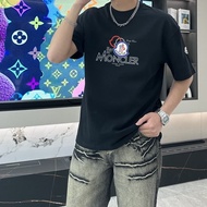 Mo * ier Simple logo logo Print Casual Short Sleeve Men Women Loose Round Neck T-Shirt Trendy