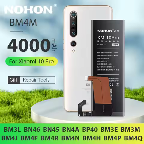 NOHON Phone Battery for Xiaomi Mi 10 Pro BM4M BN46 BN45 BN4A BP40 BM3E BM3L Bateria for Xiaomi 9 SE 