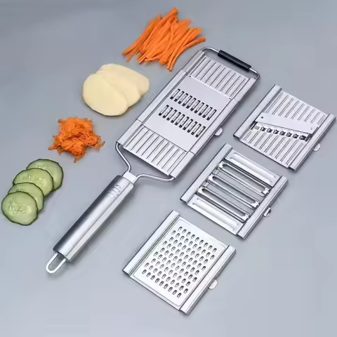 4 in1 Vegetable Slicer Stainless Steel Shredder Cutter Multi-Purpose Vegetable Slicer Cuts Set Manua