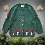 Mushrooms 成人款針織外套，手工編織刺繡針織外套