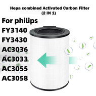 สำหรับ แผ่นกรอง ไส้กรอง Philips FY3140 FY3430 Series 3000i AC3036 AC3033 AC3055 AC3058 filter air purifier ฟิลิปส์ ไส้กรองเครื่องฟอกอากาศ แผ่นกรองอากาศ กรองกลิ่น 2in1 Hepa Carbon