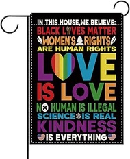 Dyrenson Pride Rainbow Love is Love Decorative Garden Flag, Women's Rights Human Rights Yard Outside