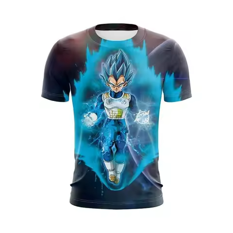 Japanese Anime Dragon Ball Z 3d Printed Vegeta In His Blue Hair God Form Aura T-Shirt Fashion Kids A