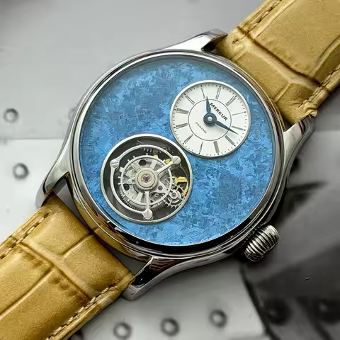Merkur 100% Tourbillon Watch Men's Titanium Ice Flower Dial Sapphire Watch For Men Mechanical Wristw