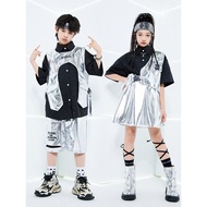 Trendy Children's Clothing Jazz Drum Performance Suit Silver Vest