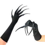 Long Finger Claw Gloves Black paw gloves, scary vampire witch demon crow Halloween Cat nail rings Co