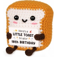 CheriGift 18th Birthday Gifts for Girls Boys, Handmade Emotional Support Crochet Toast with Pun Card
