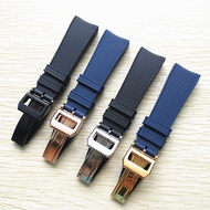 22mm Black Blue Rubber Silicone Watchband Watch Strap For IWC PILOT PORTUGIESER IW323101 With Folding Clasp free tools Bracelet