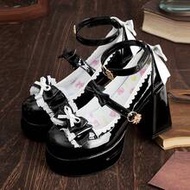 Women's Shoes Black Beige High Heels Mary Jane Platform, Lolita Wears JK, Gothic Wears Y2K.