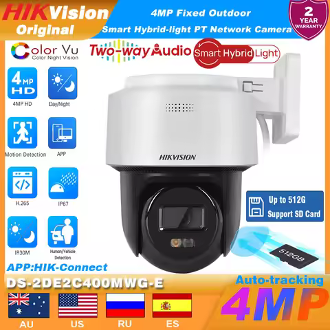 Original Hikvision 4MP DS-2DE2C400MWG-E Smart Hybrid-light Mini PT POE IP Camera Auto-tracking Lite 