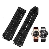 Genuine Cowhide Leather Watch Strap Brown Black 26x19mm for Hublot Big Bang Stainless Steel Buckle