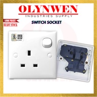 (SIRIM) 13A Single Switch Socket / PVC socket Power Wall Plug Switch Socket Outlet