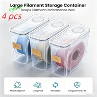 CYBERLINX 4Pcs 3D Printing Filament Container, Airtight Transparent 3D Printing Filament Storage Box