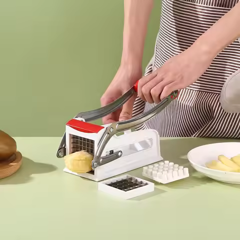Kitchen Hand-Press Potato Slicer Household Stainless Steel Press-Type French Fries Slicer Cutting To