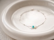 SV925 夏日小清新-藍 寶石細珠手鍊/腳鍊 珍珠 綠松石 赫基默鑽石