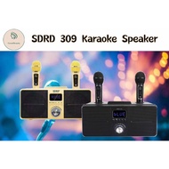 SDRD SD-309 Portable Family Karaoke System Condenser Wireless Stereo Bluetooth Speaker Set with Dual Wireless Microphone