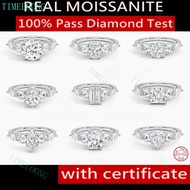 Pass Diamond Test Real Moissanite Ring 925 Sterling Silver With Certificate 3EX VVS1 D Color Diamond