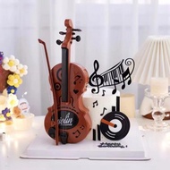 小提琴蛋糕裝飾擺件琵琶樂器音樂盒網紅創意生日烘焙裝扮配件插件