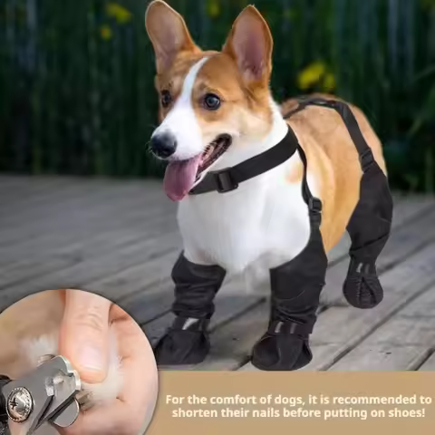 Waterproof Dog Rain Boots Breathable Adjustable Dog Suspender Boots Dirty-Proof Auxiliary Strap Pets